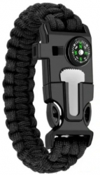 Bratara de supravietuire 5 in 1 busola cutit cremene fluier negru
