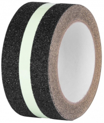 Banda antialunecare Strend Pro autoadeziva extra durabila 50 mm x 5 m neagra cu insertie fosforescenta 