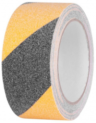 Banda antialunecare Strend Pro autoadeziva extra durabila 50 mm x 5 m negru si galben 