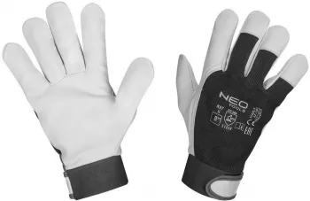 Manusi piele capra cu velcro negru si alb marime 8 NEO 