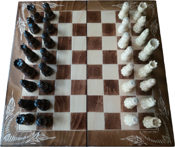 Set de sah cu piese sculptate special din lemn 44x44 cm cutie de sah fag joc de backgammon maro 
