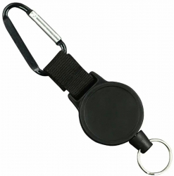 Breloc compact retractor plastic si fibra de carbon 75 cm negru 