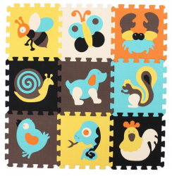 Covoras puzzle din spuma pentru copii Zola® 9 bucati 85x85x1 cm amortizeaza caderile impermeabil multicolor 