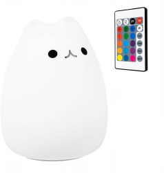 Lampa de veghe cu lumini colorate Zola® cu telecomanda model pisicuta incarcare prin cablu usb 