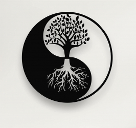 Pom Tai Chi 60x60 cm negru decoratiune metalica. 