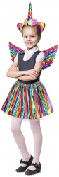 Costum carnaval pentru fetite Zola® model unicorn aripi multicolore coronita si fustita varsta + 3 ani 