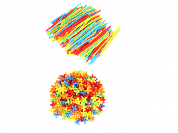 Joc creativ de constructie cu paie 408 piese multicolore 