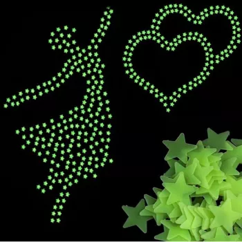 Set 100 stelute decorative Fluorescente care absorb lumina si stralucesc in intuneric 