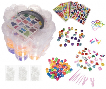 Set de creatie bratari cu 3000 elastice Zola® margele pandantive accesorii incluse multicolor cutie depozitare