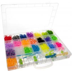 Set de creatie bratari cu 4400 elastice Zola® accesorii incluse multicolor cutie depozitare 
