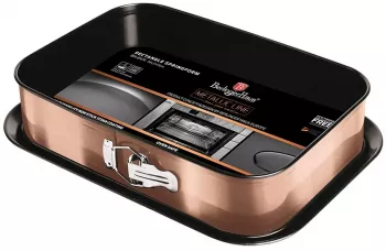 Tava pentru cuptor dreptunghiulara cu pereti detasabili 39x27 cm Rose Gold Metallic Collection Berlinger Haus BH 6474 