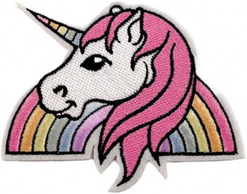 Aplicatie termoadeziva brodata Crisalida 78 x 92 mm Unicorn curcubeu 