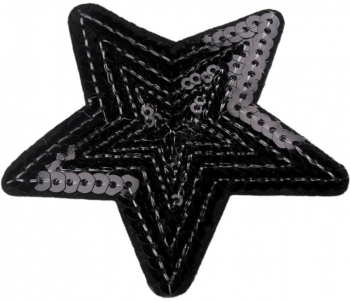Aplicatie termoadeziva Crisalida stea cu paiete 70 mm Negru 