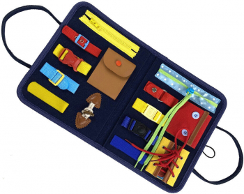 Carte senzoriala cu activitati din fetru Zola® Montessori 14 elemente multicolor 28 x 33 x 2 cm 