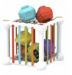 Cub interactiv bebe Zola® senzorial educativ cuburi culorate multicolor 19x15x15 cm 