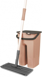 Set galeata cu storcator si mop plat ERT-MN500BEJ culoare Bej laveta inclusa capacitate 8 litri 