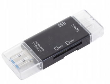 Cititor de carduri Zola® 5 in 1 3 conectori USB/USB-C/MICRO-USB suporta carduri SD/MICRO SD negru 7.5x2.7x1 cm