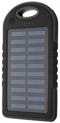 Incarcator solar Zola® Powerbank 5000mAh lanterna LED incorporata 1W 2xport USB 1 port microUSB negru 15x8x2 cm 
