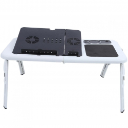 Masuta pentru laptop Zola® pliabila 2 ventilatoare 56x31.5 cm alb 