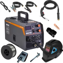 Aparat invertor sudura MIG MMA 200A electrozi sarma flux fara gaz + masca automata + fir sudura MP0106+M+F 