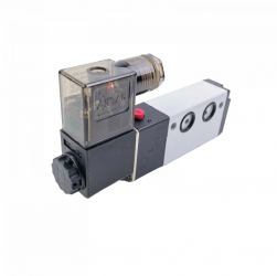 Electrovalva pneumatica 5 cai o intrare de 1/4 - 2 iesiri 12mm si doua iesire de1/8 montare pe placa pneumatica 220v 4M210-08 CH158 