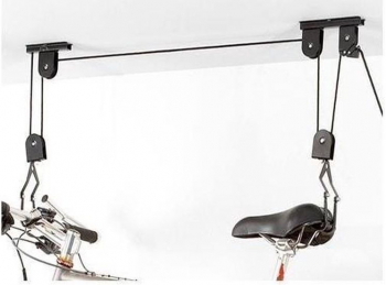 Lift pentru bicicleta fixare pe tavan scripeti actionati mecanic Negru 