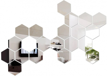 Set 12 Oglinzi hexagonale acrilice 16-18 CM Cristal argintii
