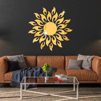 Set 27 oglinzi acrilice pentru decorarea peretilor raze de soare Auriu 