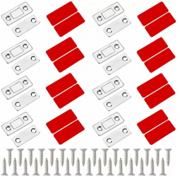 Set de 8 inchizatoare magnetice cu 32 suruburi pentru usa dulap Argintiu 
