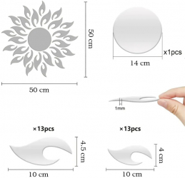 Oglinzi Model Soare Argintiu Acrilice Autoadezive pentru Decor si Design Interior 27 piese 500x500 mm 