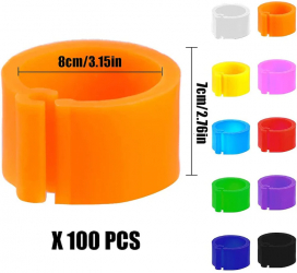 Set 100buc inele pasari Universal Plastic 8mm Multicolor 