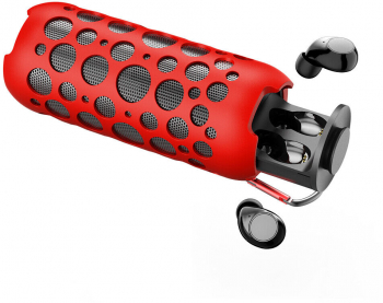 Boxa portabila wireless ZEEVOS cu casti bluetooth incorporate stereo HI-FI surround 360° lumini RGB 