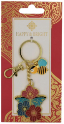 Breloc Happy and Bright albinuta cu floricele 