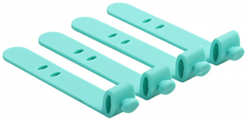 Set 4 organizatoare cabluri Zola® din silicon albastre flexibile 6x1 cm 