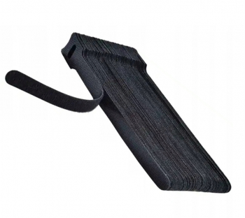 Set 50 de benzi velcro pentru organizarea cablurilor Zola® material rezistent negre 15x1.2x0.1 cm 