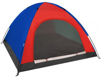 Cort camping 4 persoane Zola® plasa pentru insecte rosu/albastru 190x190x23 cm 