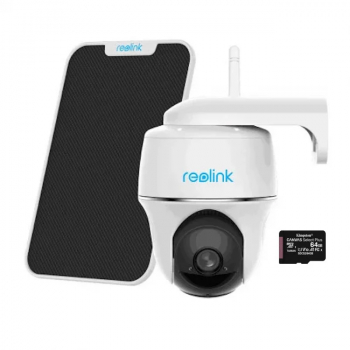 Pachet camera de supraveghere cu Panou Solar si Card MicroSD 64 GB Reolink Argus PT Ultra WIFI rezolutie 4K / 8MP 