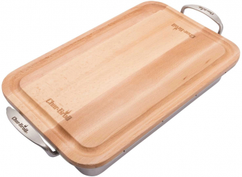 Tava din inox 46x23x9 cm cu tocator de lemn 36x22x1  cm Char-Broil 140014 
