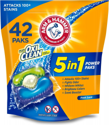 Detergent Rufe Arm & Hammer Oxi Clean 5-in-1 Curatare Eficienta cu Bicarbonat de Sodiu 42 buc