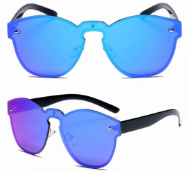 Ochelari de Soare Zamo&reg Buzios Azul Protectie UV400 Model Cateye Rame Negre Lentile Albastre 