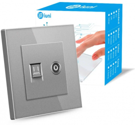 Priza TV + Internet RJ45 Cat6 Rama sticla securizata iUni TDS Silver 