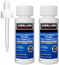 Set Solutie Kirkland pentru Stimularea Cresterii Parului si a Barbii Pipeta Inclusa 2x 60ml 