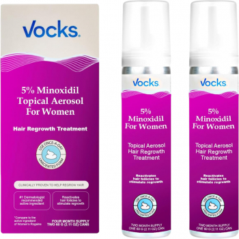 Set Spuma pentru Par Vocks Minoxidil 5 Sustine Cresterea si Regenerarea Parului pentru Femei fara Parfum 2x 60gr 