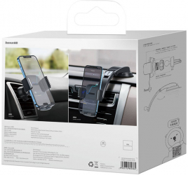 Baseus Car Mount Holder for Dashboard and Grille Black 