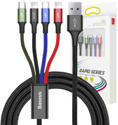 Baseus Fast Cable 4in1 USB-C / 2x Lightning / Micro 3 5A - Black 