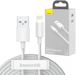 Baseus Wisdom Data Cable Set USB to Lightning 2.4A 2pcs/set White 