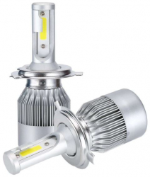 Set 2 Becuri Auto Led C6 H4 6000k Cu 2 Faze De Lumina Alba 