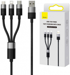 Black Baseus 3-in-1 USB Cable 1.2m 5V / 3.5A 