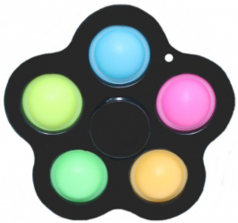 Breloc Fidget Spinner/Pop It antistres negru cu 5 buline colorate 8 cm Vivo 