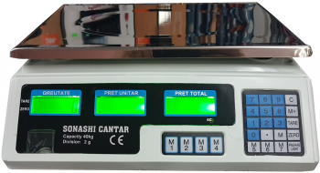 Cantar Comercial Electronic 30 Kg Klausstech Cu Dublu Afisaj Led Functie Aducere La 0 Platforma Inox 